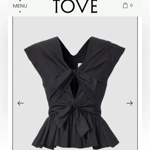 TOVE Elen Tie-Front Top - XS / S - Black - Picture 1 of 8